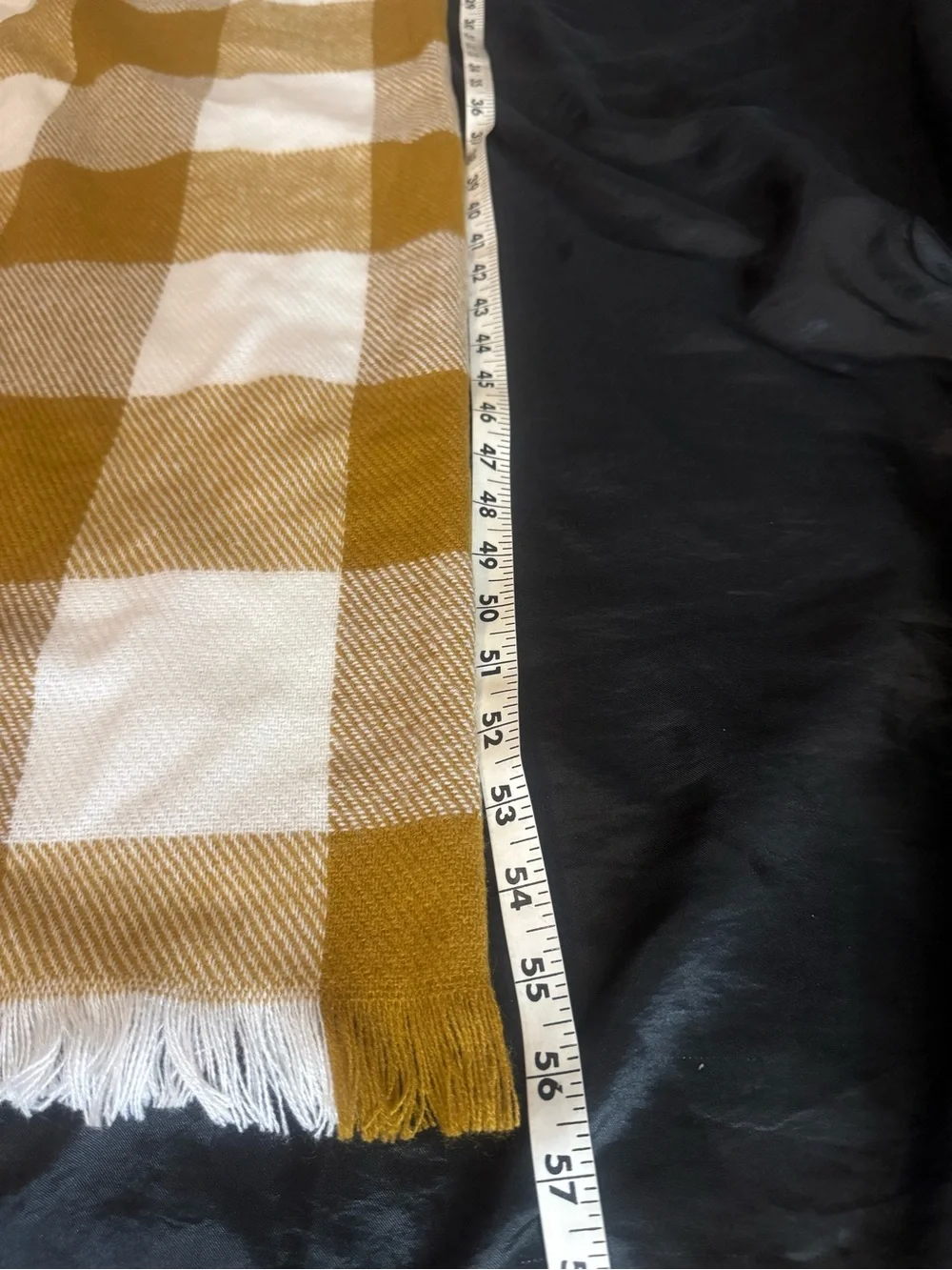 Madewell Buffalo Check Plaid Blanket Scarf Camel Cream Fringe Oversized 56x56